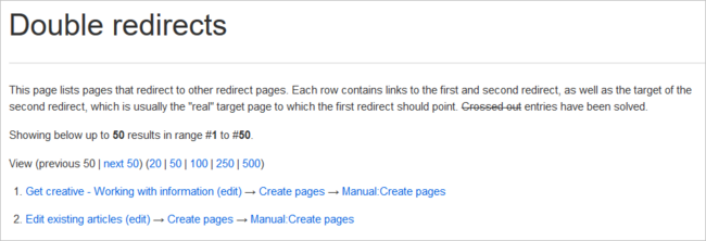 Special page "Double redirects"